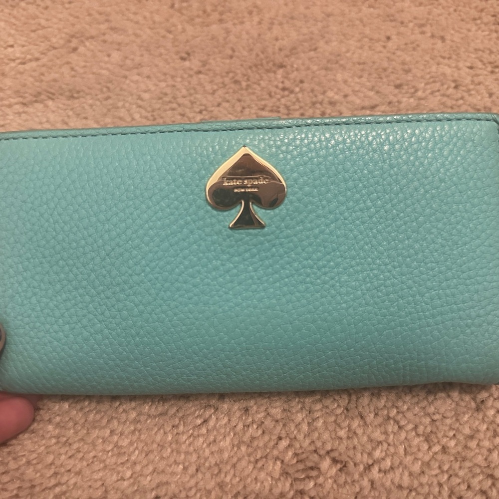 Teal Kate Spade wallet with Black Accent Bow